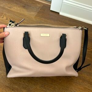 Kate Spade Leighann Laurel Way Leather Satchel almond/black Handbag